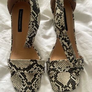 French Connection Snakeskin Heels - Black and Cream